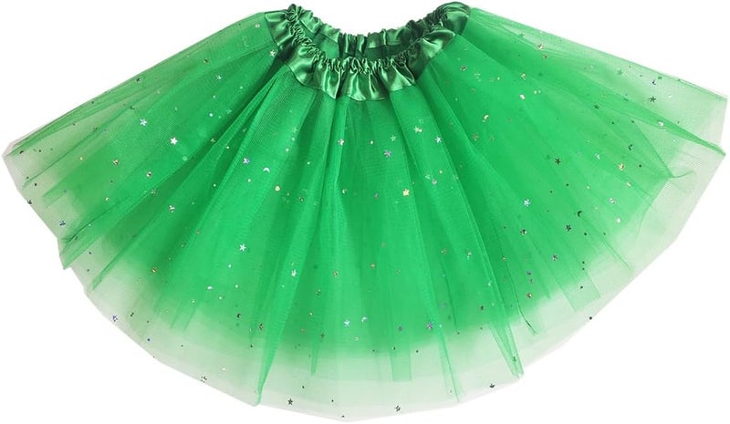 WINROLA Little Girls Stars Sequins Tutu Skirt Princess Ballet Dance Dress for 0-6 Y Sparkle Elastic 3 Layered Tulle Tutu Skirt - Image 1
